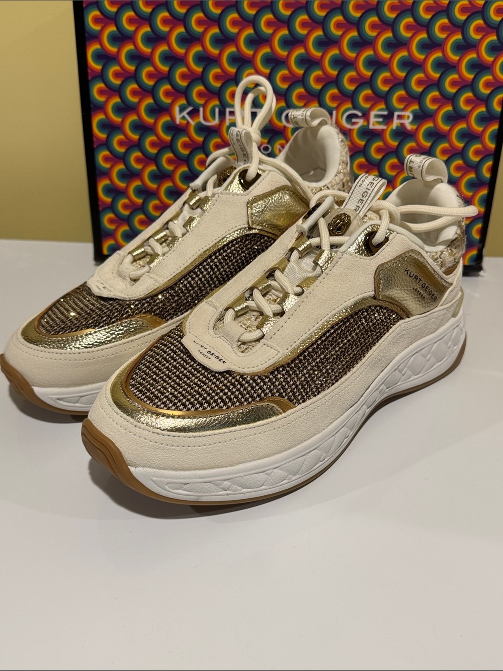 Kurt Geiger metallic sneakers size 8.